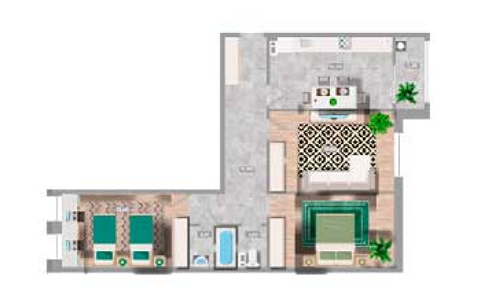 Трехкомнатная квартира 86,3 м2